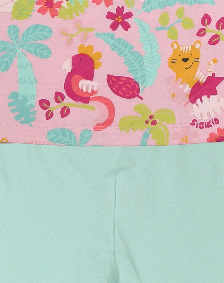 Schlafanzug TROPICAL PARADISE 2-teilig lang in rosa/mint