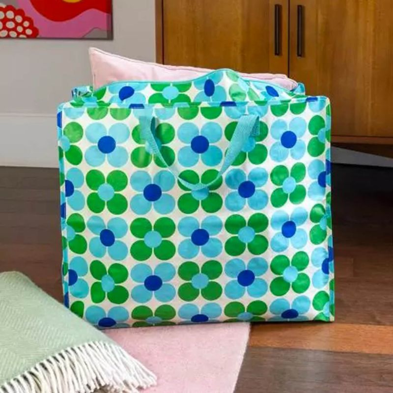 Sac de rangement Jumbo 58 cm Marguerites Bleues et Vertes