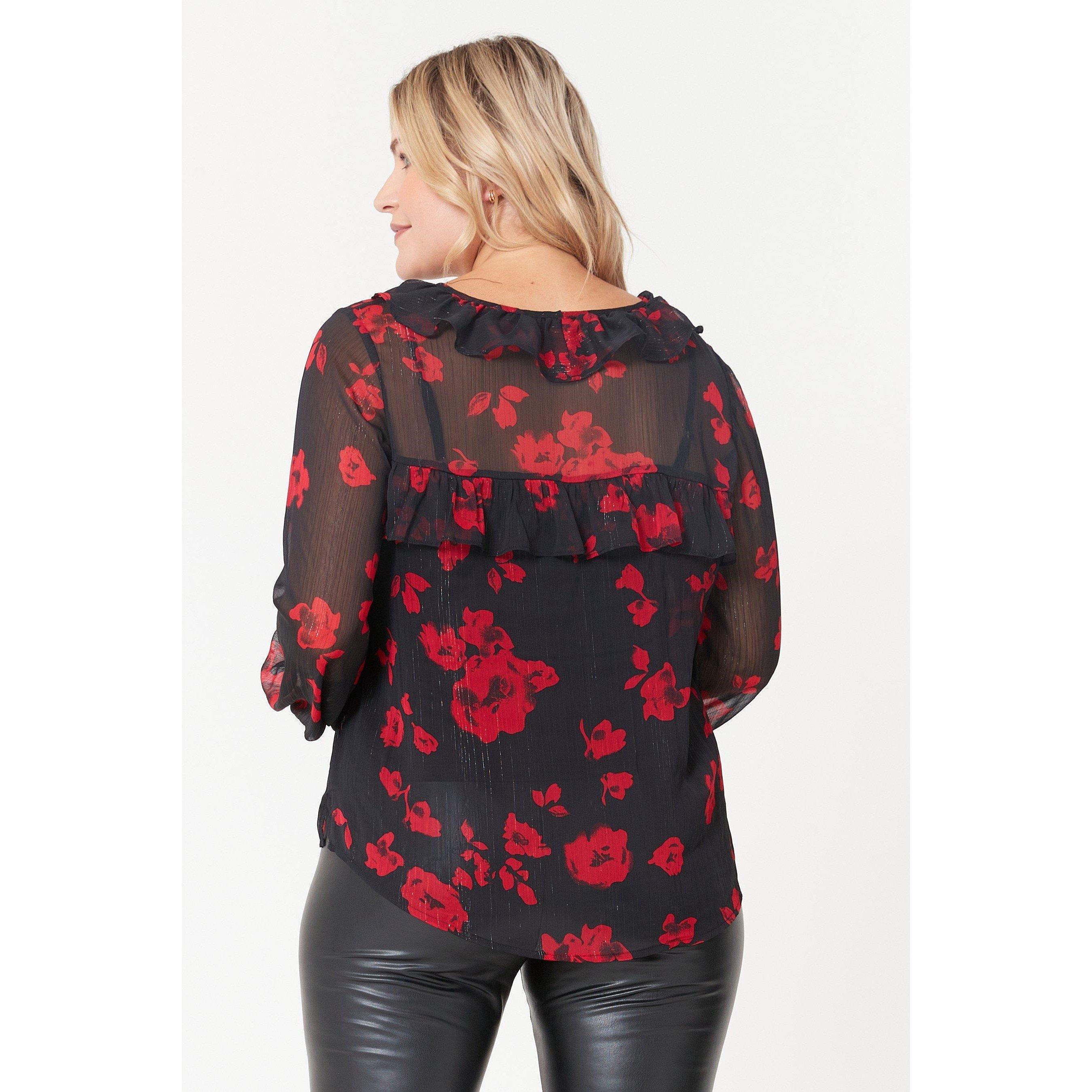 Be You Ruffle Ruffle Neck Floral Blouse