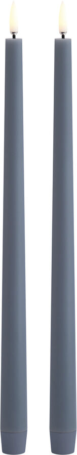Uyuni LED taper candle, Hazy blue, Smooth, 2,3x32 cm / 2-pack Hazy blue