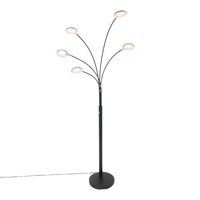 Design vloerlamp zwart incl. LED 5-lichts dimbaar - Sixties Trento