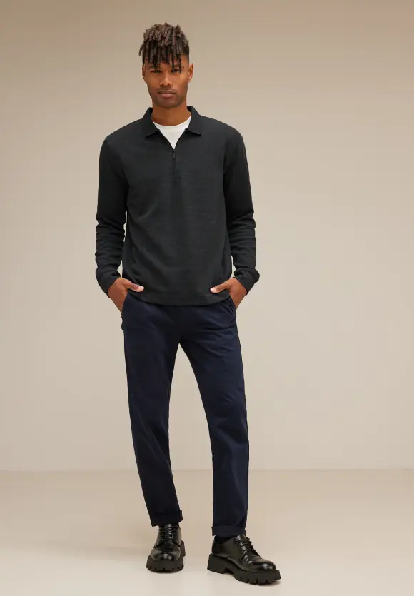 Struktur Zipper Sweatshirt - anthra grey melange