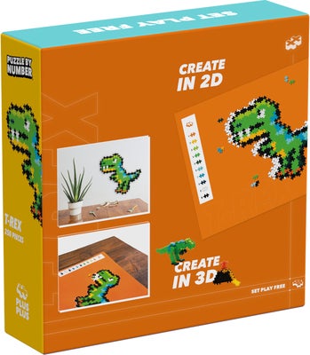 Plus-Plus Puzzle By Number Byggesett T-Rex 250 Deler