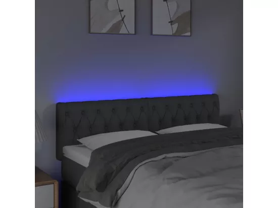 Tête de lit à LED Gris foncé 160x7x78/88 cm Tissu