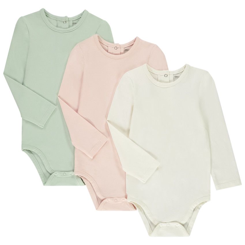 Lot de 3 bodies en jersey pour bébé fille - Ecru