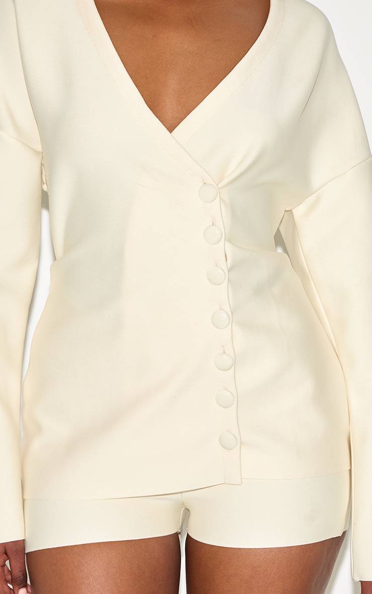 Crème Combi-short Cardigan À Boutons En Bandage