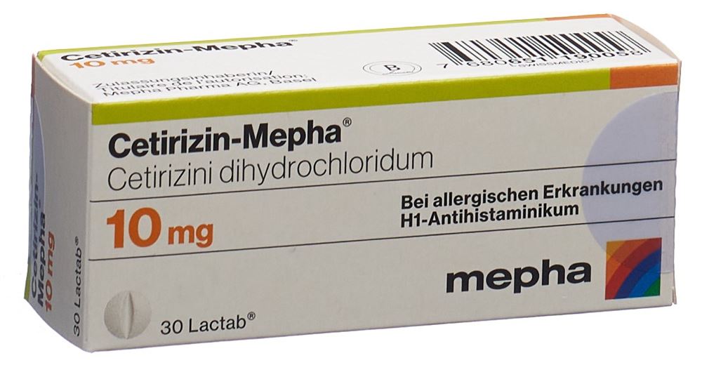 CETIRIZINE Mepha 10 mg<br>30 Stück, Blister, Filmtablette