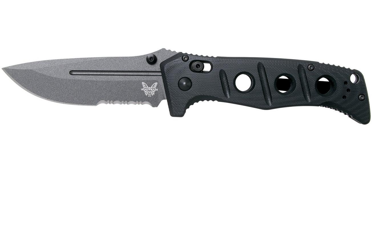 Benchmade 275SGY-1 Sibert Adamas Black G10, Tungsten Grey Serrated zakmes, Shane Sibert design
