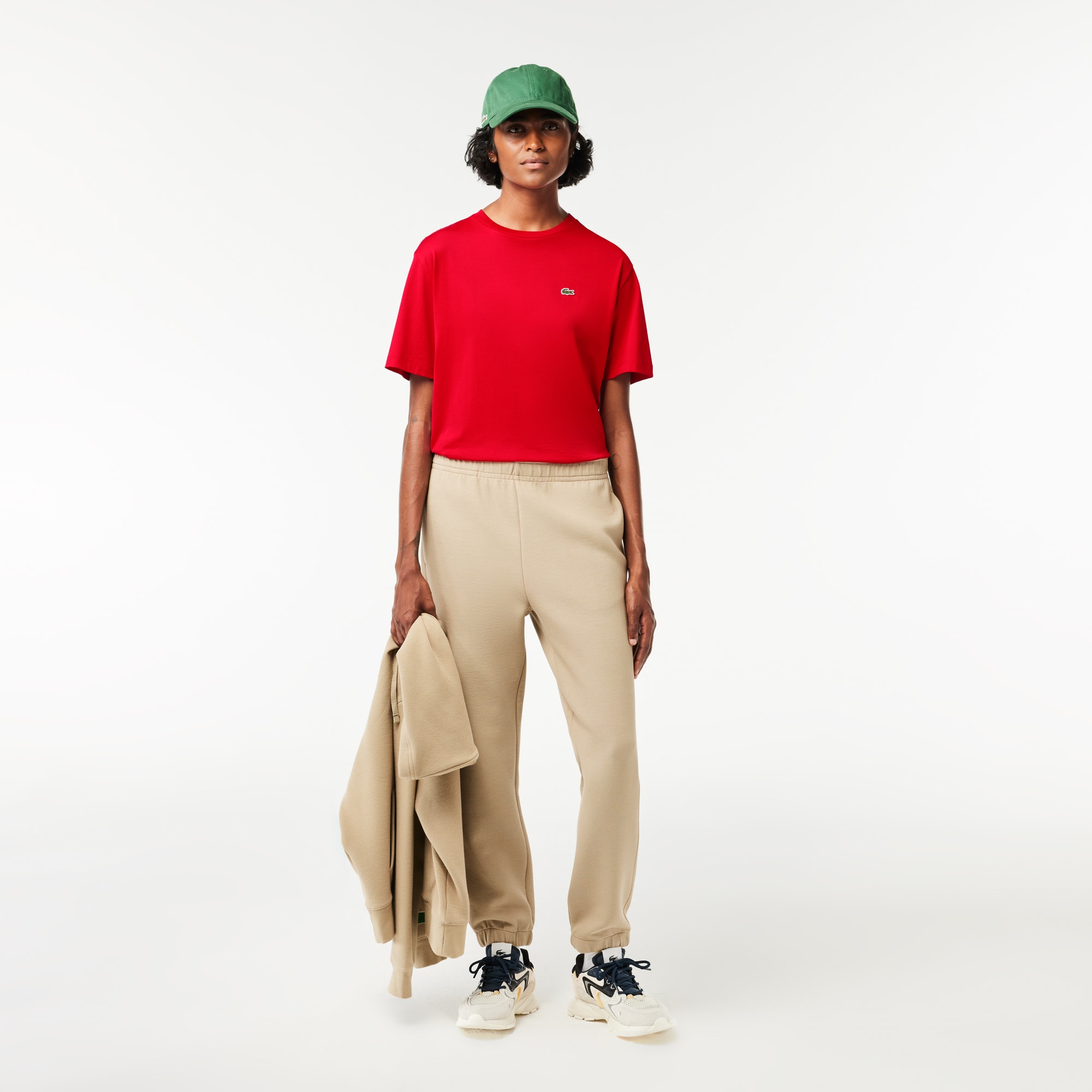 T-shirt à col rond en coton premium T-Shirts - Rouge - Lacoste - Femme