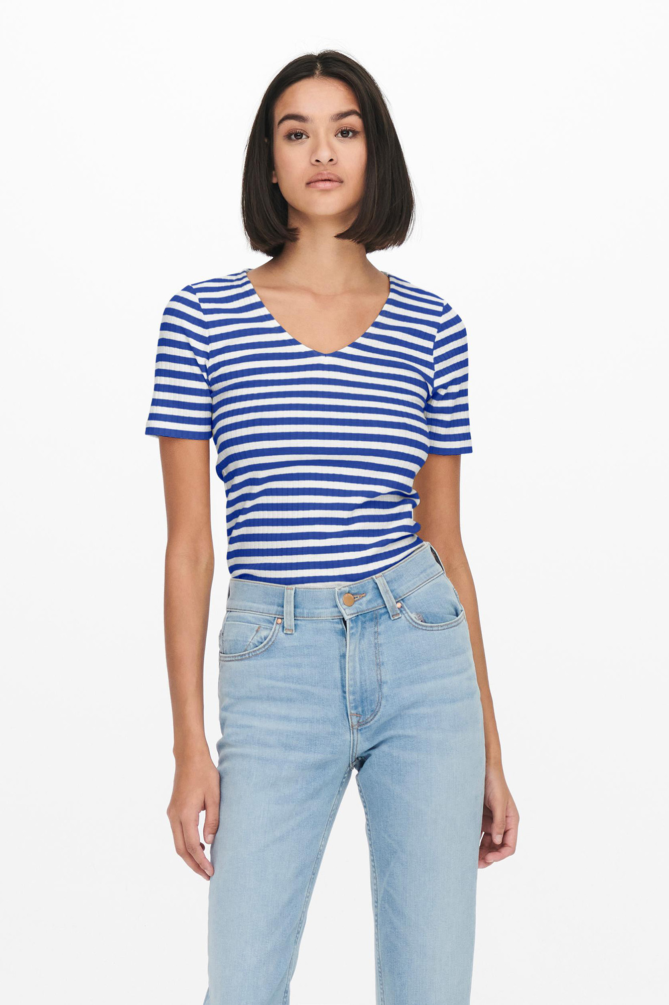 Blusa listrada de manga curta