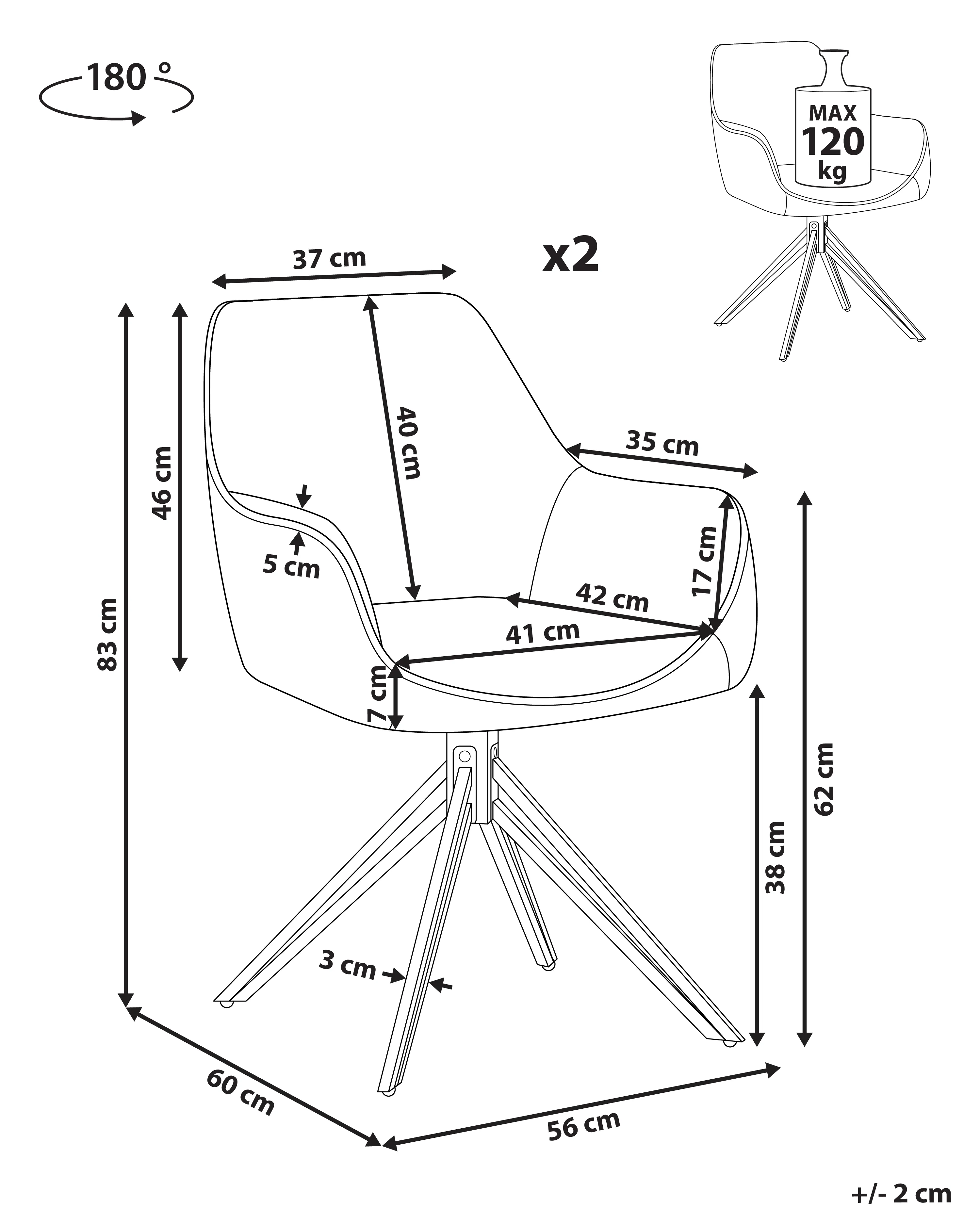 Set van 2 eetkamerstoelen draaibaar JODAR Donkergroen