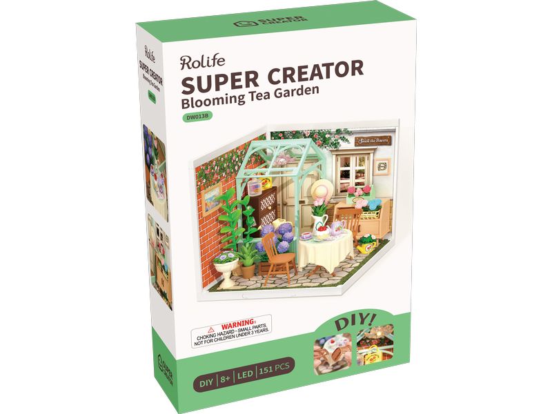 RoboTime Bausatz Blooming Tea Garden 3D-Puzzle aus lasergeschnittenen Holzteilen
