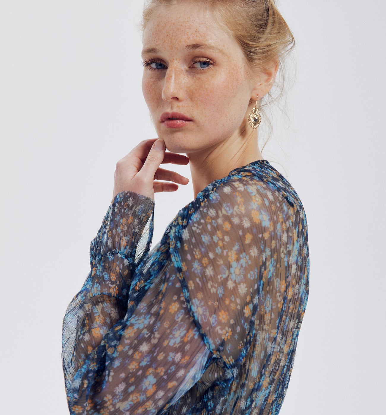 Blouse en résille imprimée - Imprimé noir