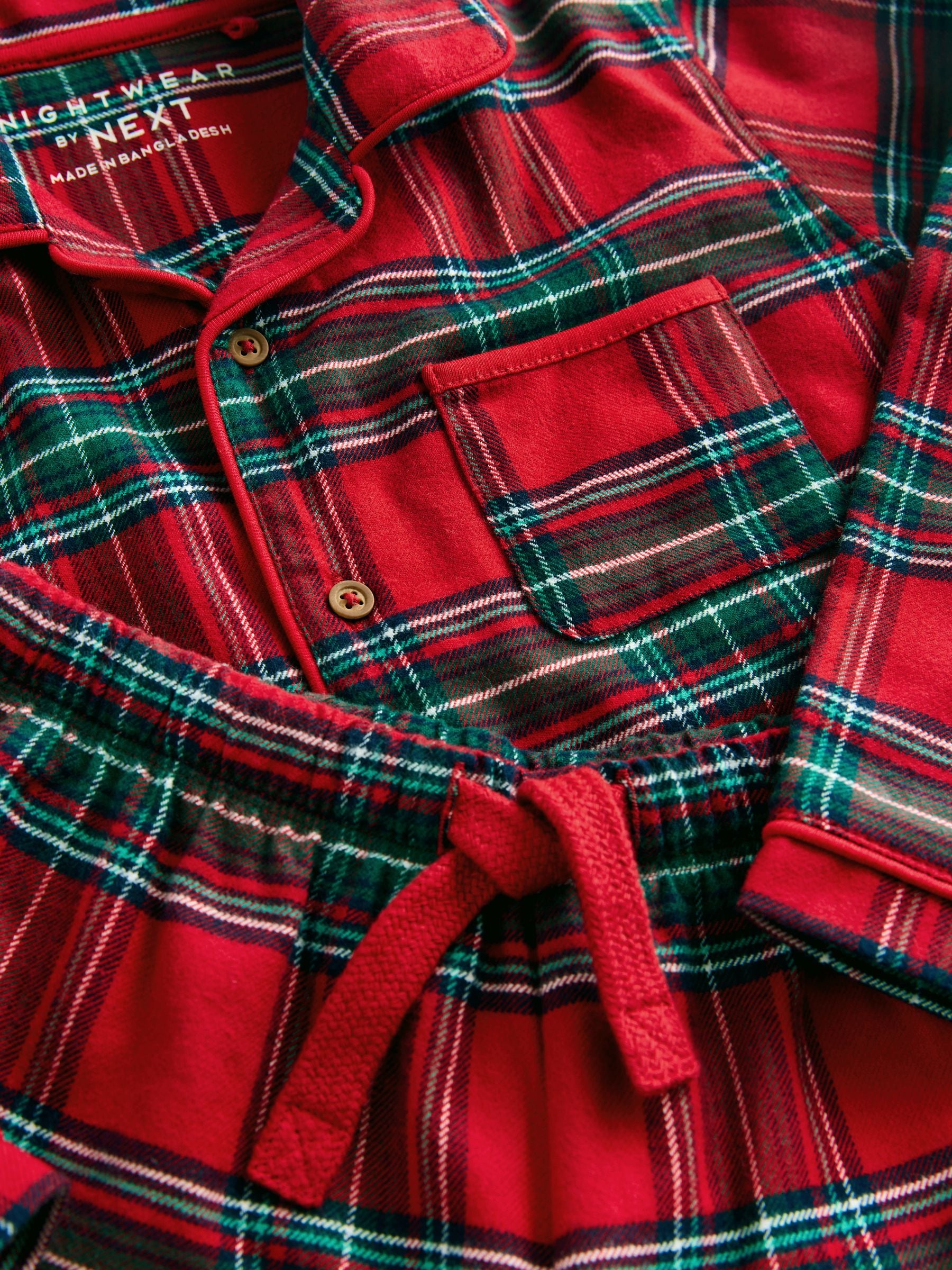 Rood met Schotse ruit - Matching Family kerstpyjama met lange mouwen (9mnd-16jr)