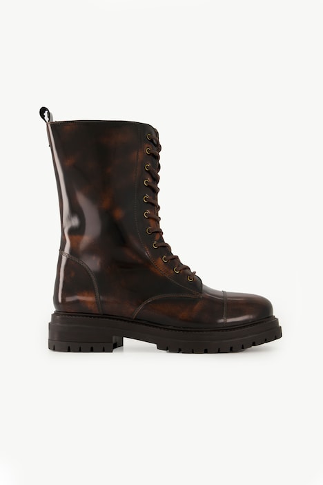 Leder-Schnürboots, Zipper, Wechselfußbett, Weite H