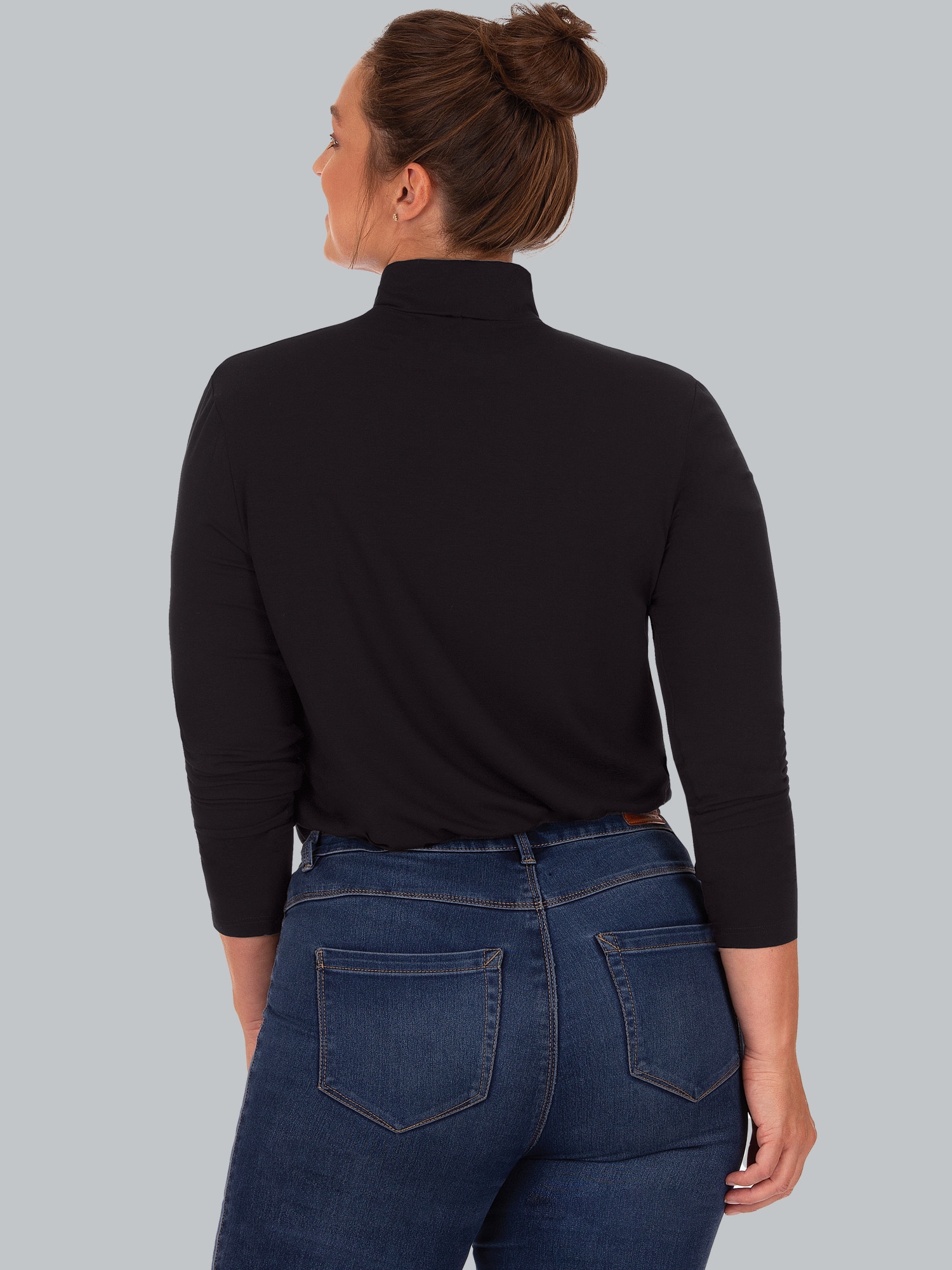 Rollkragenshirt aus Viskose Schwarz