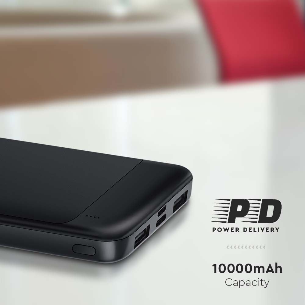 Snel oplaadbare powerbank - 10000mAh - Zwart