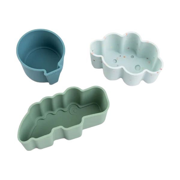 Done by Deer Siliconen Vormen - Happy Clouds - Set van 3 - Blauw/Groen