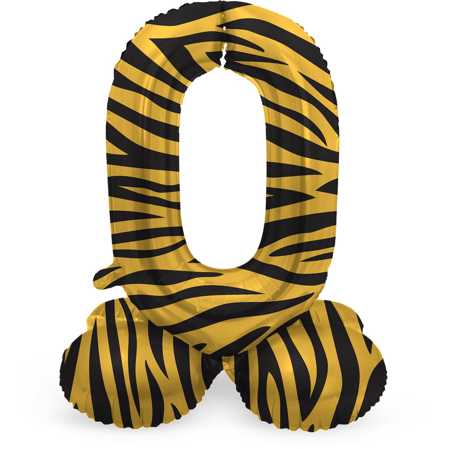 Cijfer Ballon 0 Jaar Tijger Met Standaard Leeg 72cm