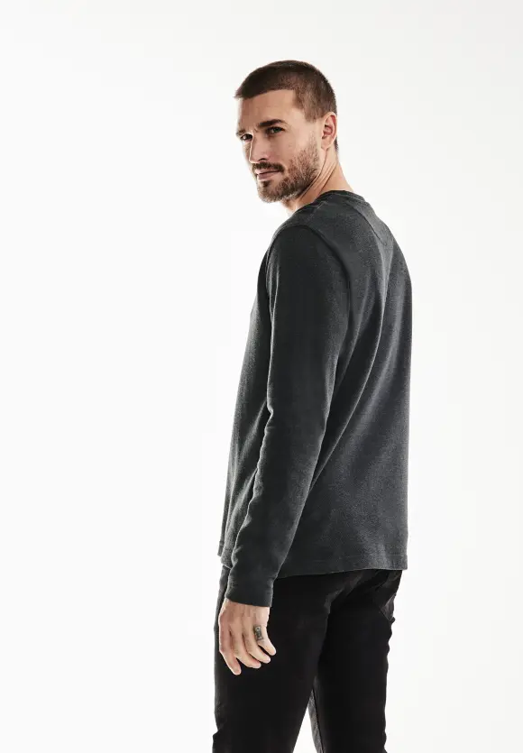Struktur Henleyshirt - anthra grey melange