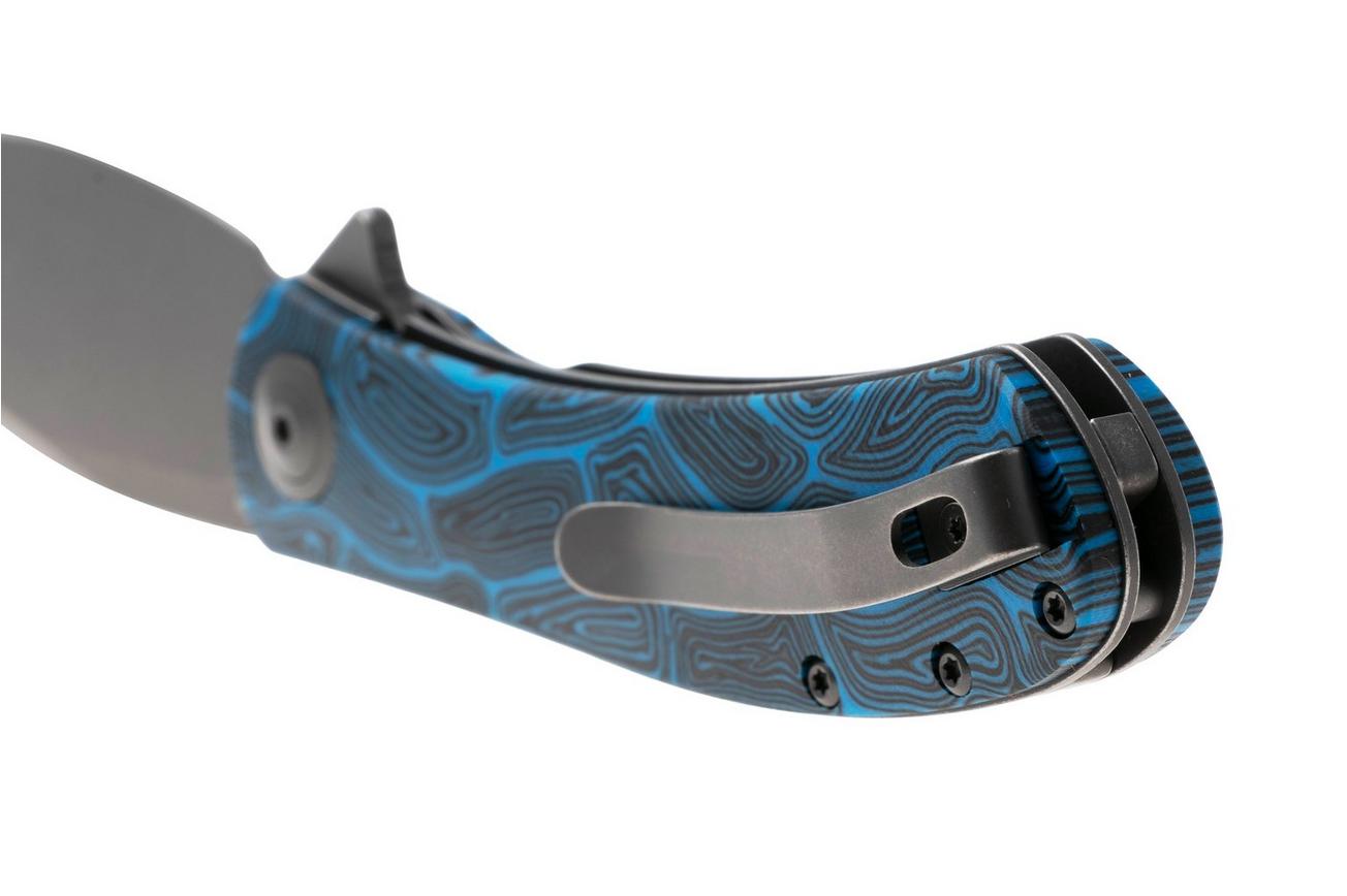 Trollsky Knives Mandu EVO MTE011 Stonewashed 14C28N, Blue Turtle G10, zakmes, Michael Trollsky design