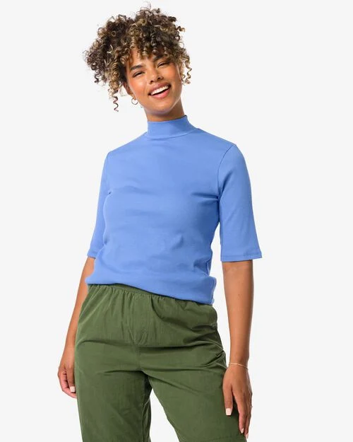 t-shirt côtelé femmes bleu