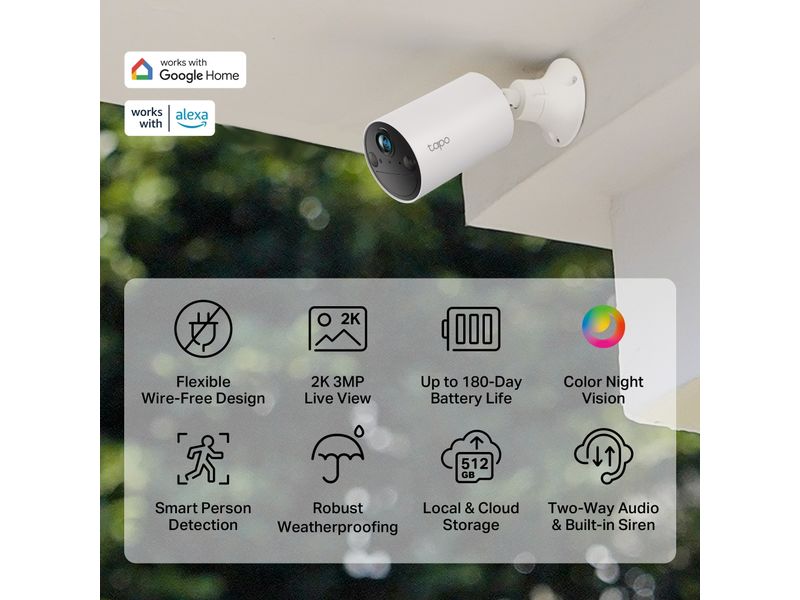 TP-Link Netzwerkkamera C410 Intelligente kabellose Sicherheitskamera für den Innen- und Aussenbereich