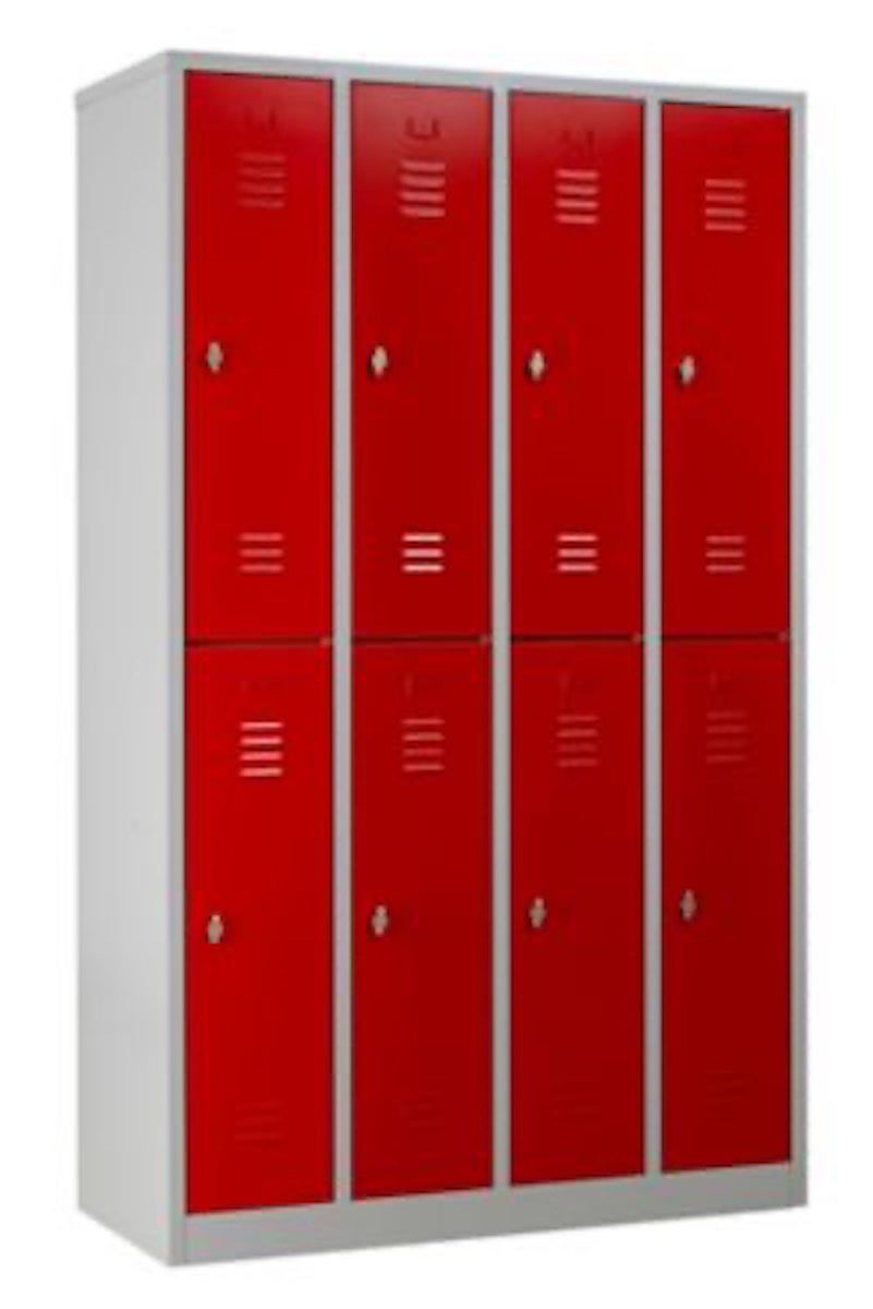 PROREGAL Garderobekast Camel 8 Compartimenten HxBxD 195 x 117 x 50 cm Hangslot Grijs-Rood