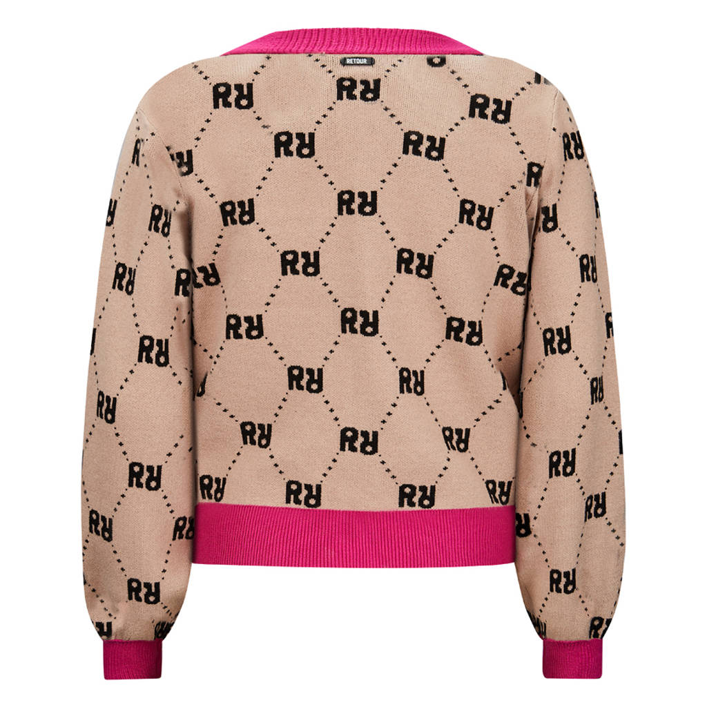 Retour Jeans vest Fayenne met all over print zand/fuchsia/zwart