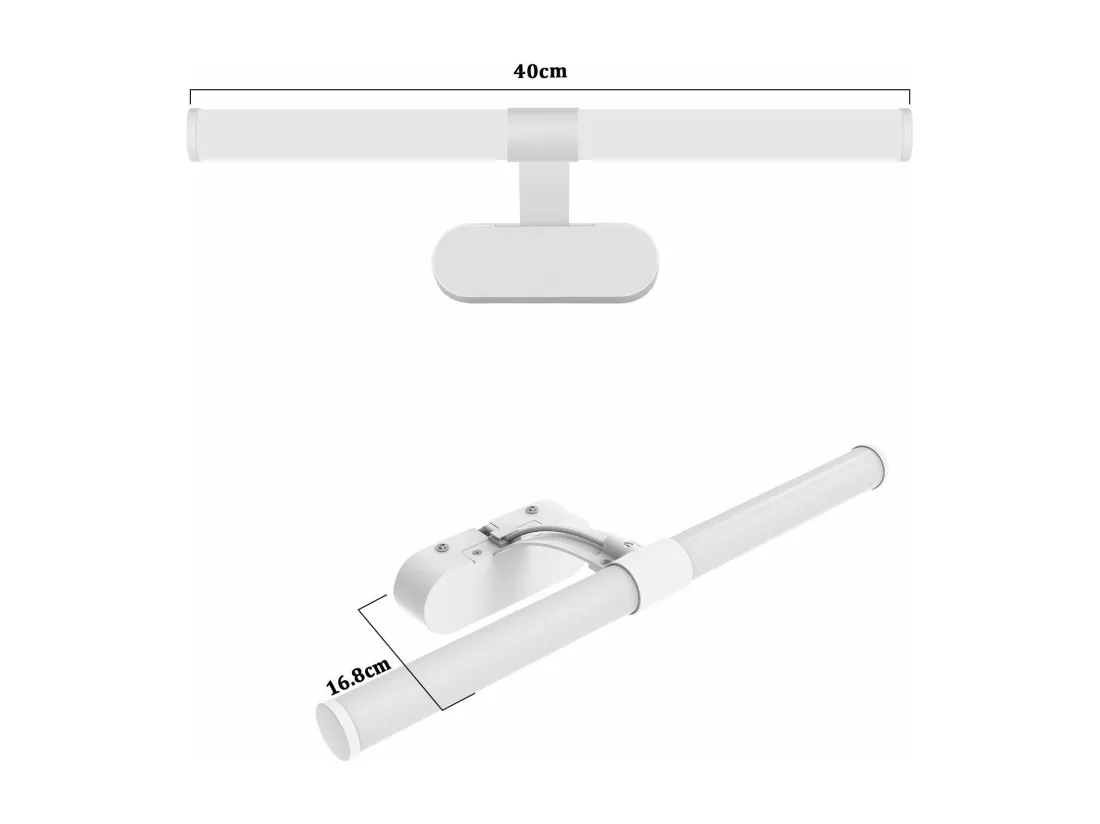NETTLIFE Lampe de miroir LED 40CM 6W Etanche IP44 Moderne Blanc Neutre 4000K Blanc
