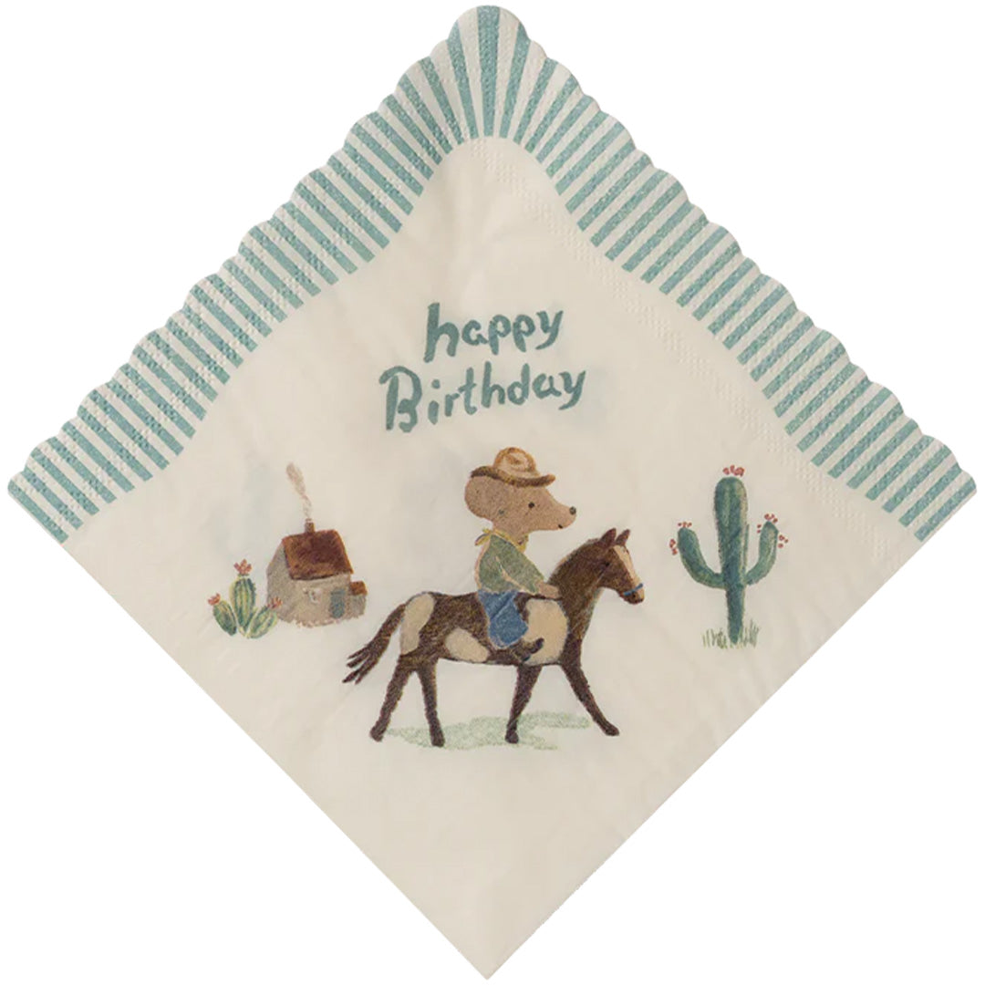 maileg servetten happy birthday - cowboy - 20st