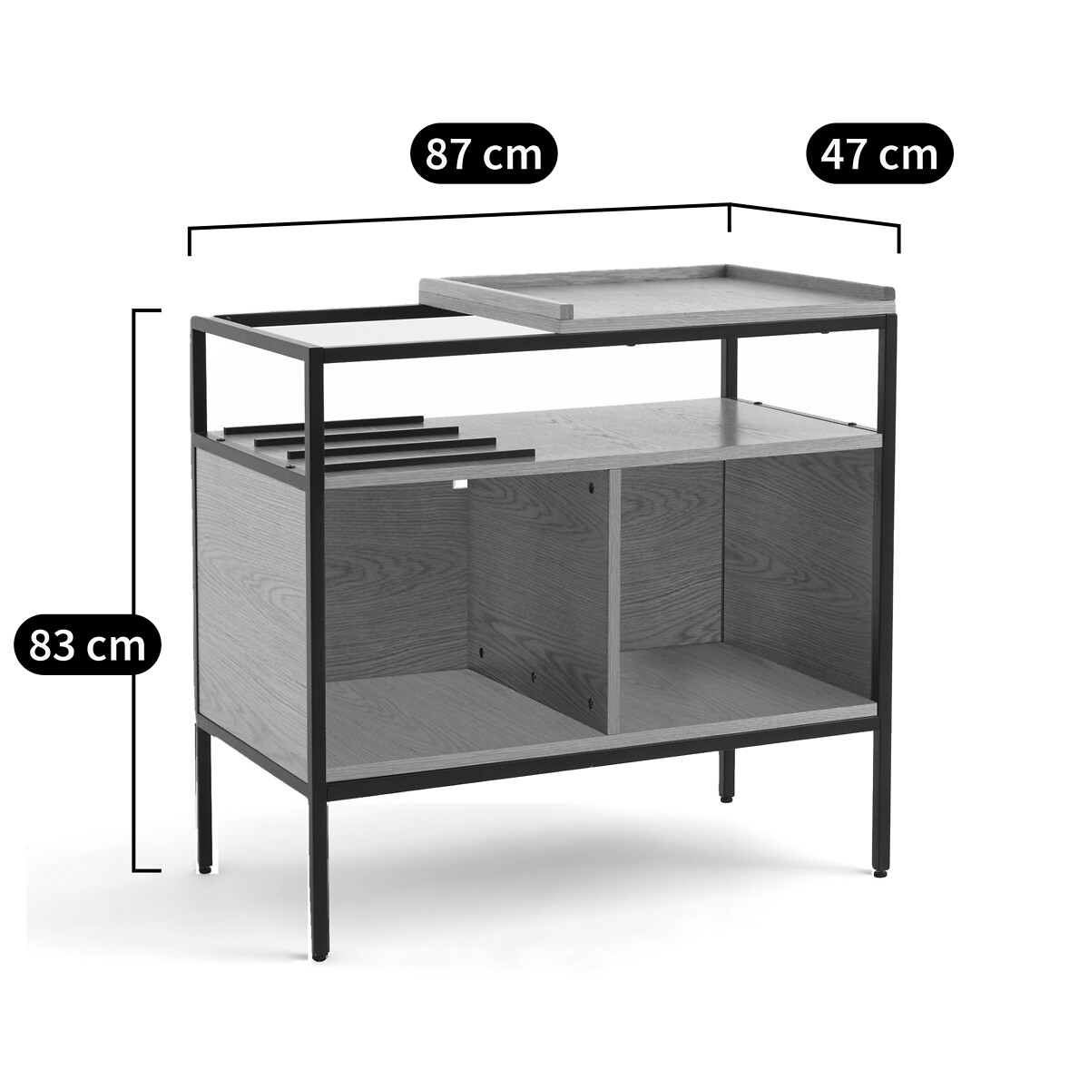 LA REDOUTE INTERIEURS<br>Móveis em vinil com acabamento em carvalho e metal, 87 cm de comprimento, Volga