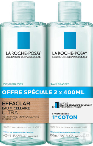 La Roche-Posay Effaclar Eau Micellaire Ultra Peaux Grasses 2x400ml