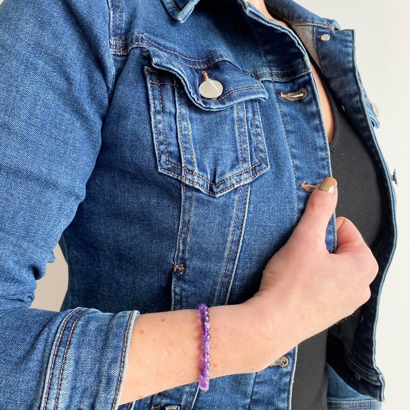 Bracelet extensible avec perles Améthyste Light