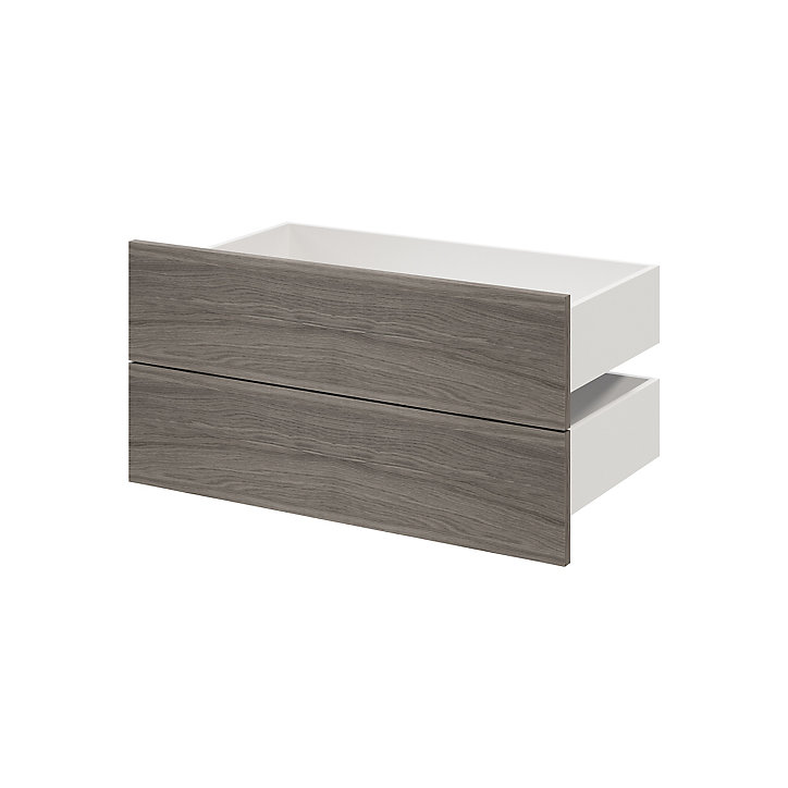Lot de 2 tiroirs effet chêne grisé GoodHome Atomia H. 18,5 x L. 74,4 x P 39 cm