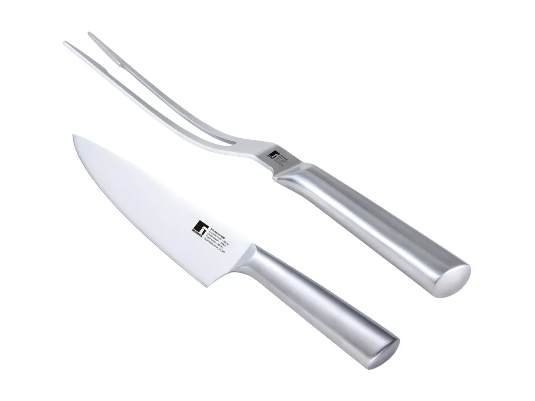 Ensemble couteau de chef en acier inoxydable Bergner + fourchette à viande BBQ