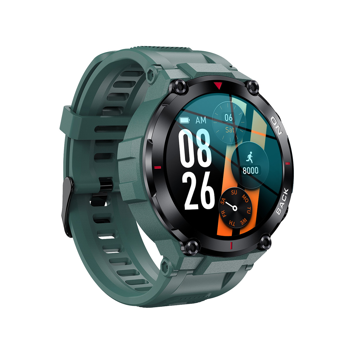 Montre SMARTY 2.0 pull up mixte connecté métal noir bracelet silicone vert