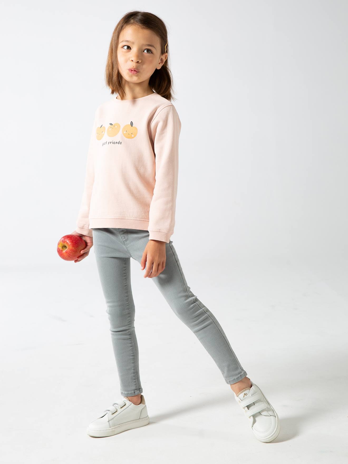 Calça jeans básica tregging para meninas cor pedra