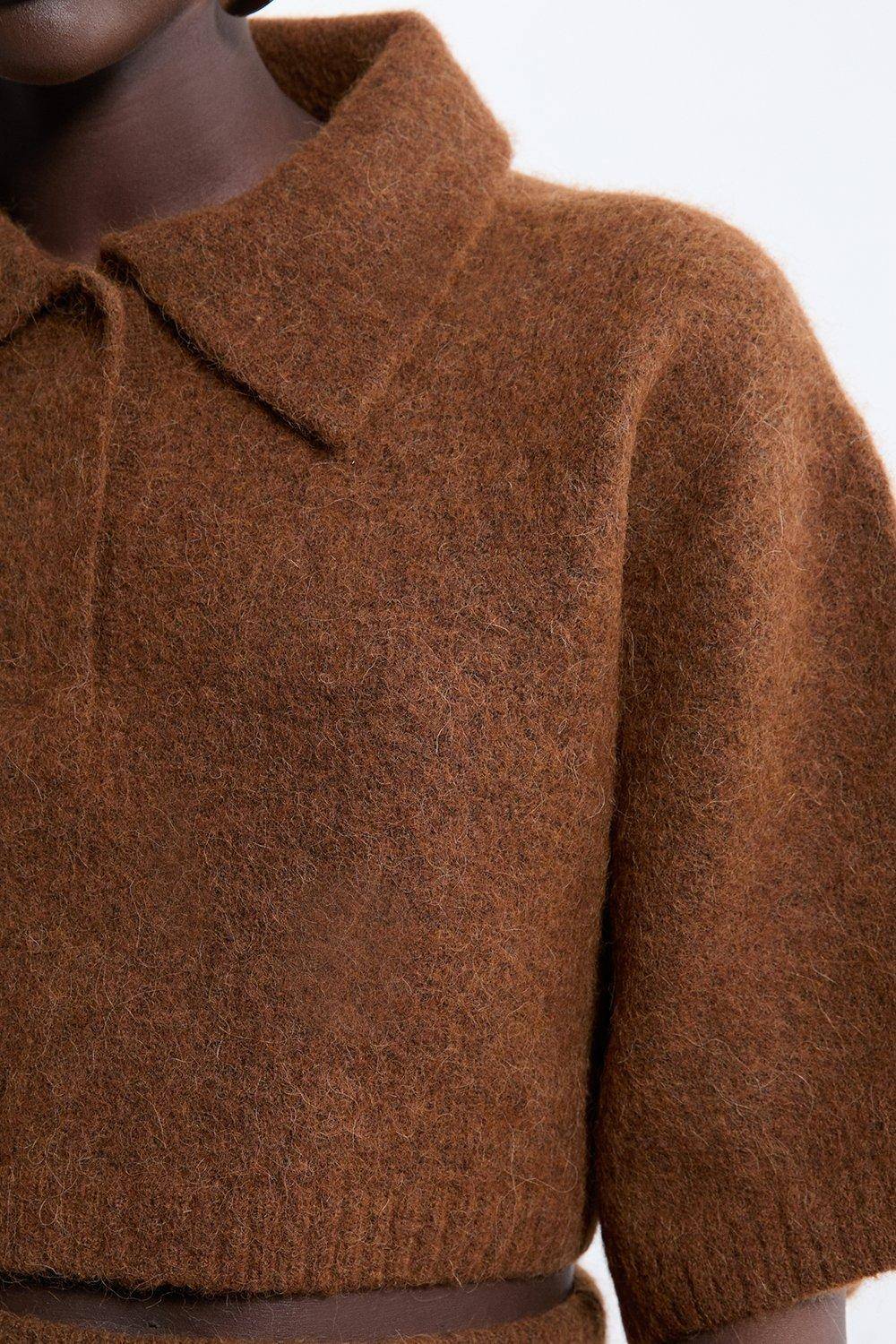 KarenMillen Haut polo en tricot moelleux en laine d'alpaga