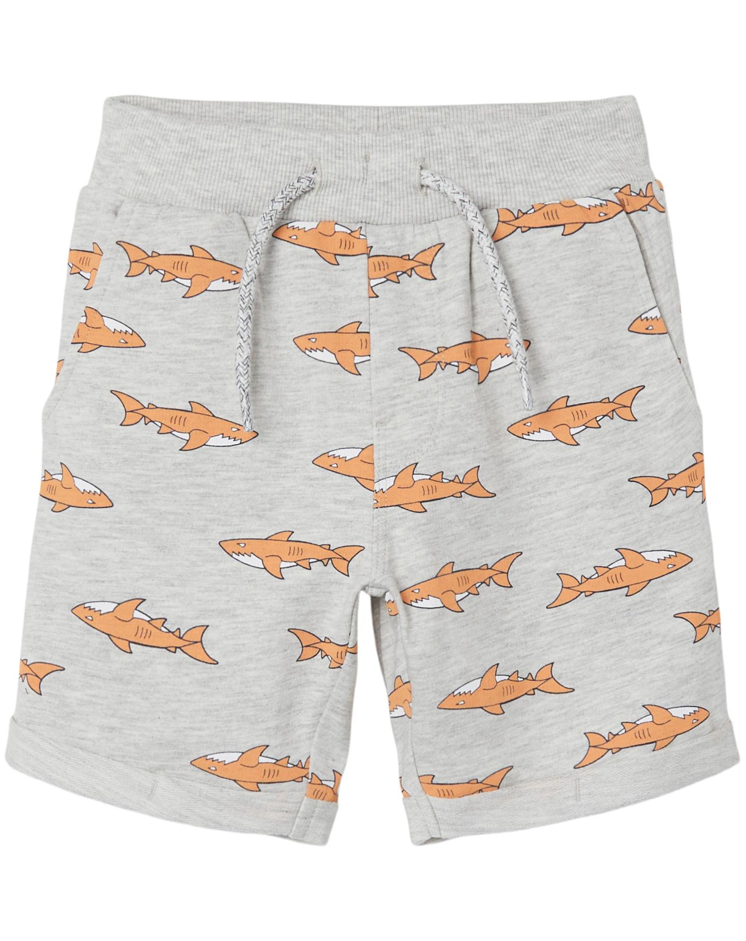 Sweat-Shorts NMMVERMO SHARKS in light grey melange