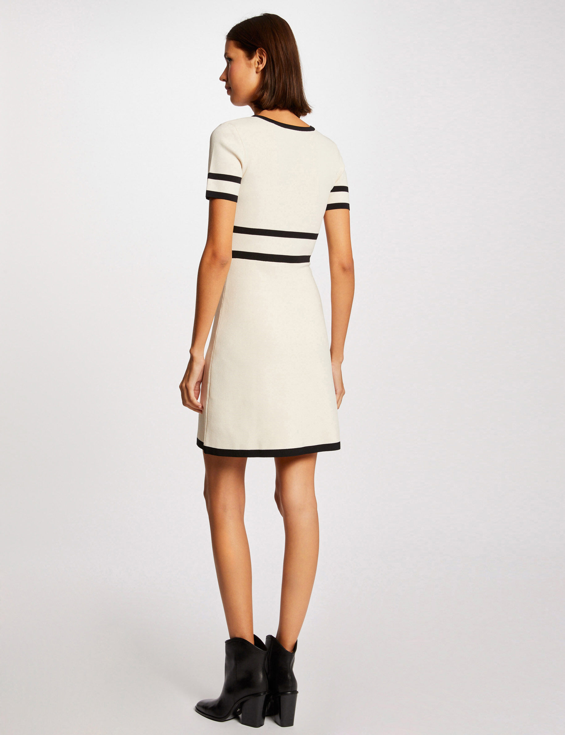 Robe pull droite manches courtes beige femme - beige