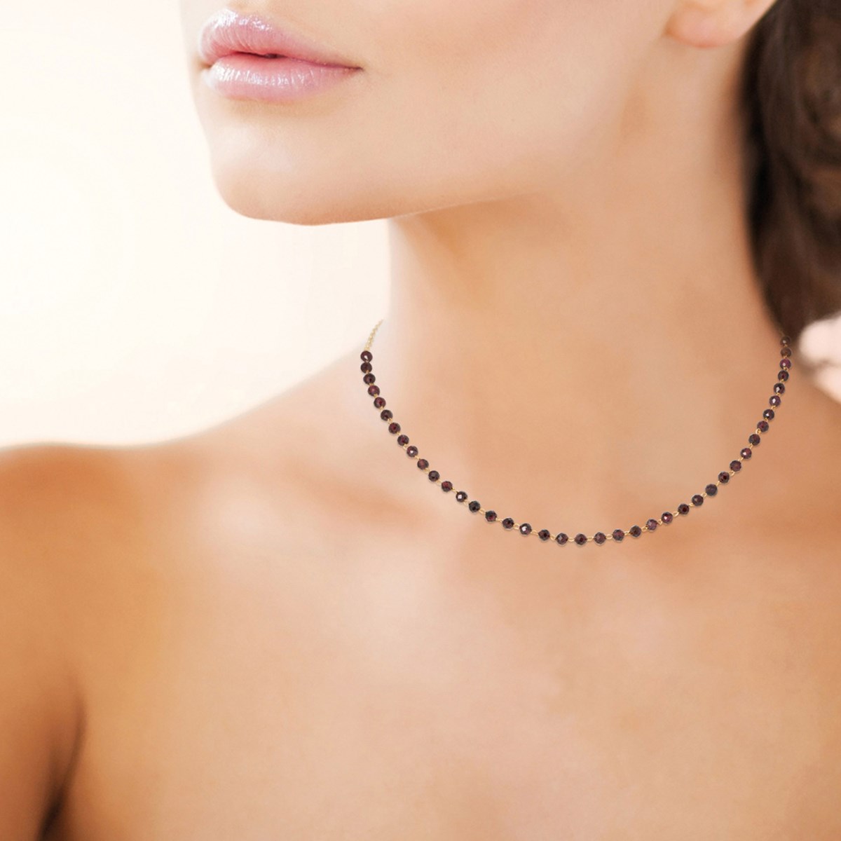 Collier Brillaxis doré perles grenat