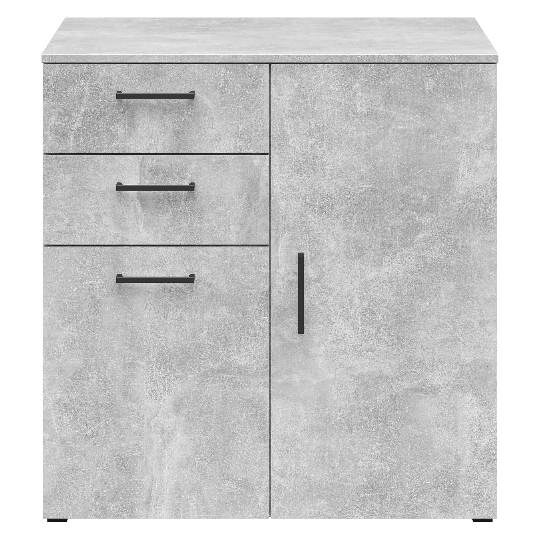 Kommode - Betonoptik - 2 Türen - 2 Schubkästen - XL-Tiefe - 80 cm breit