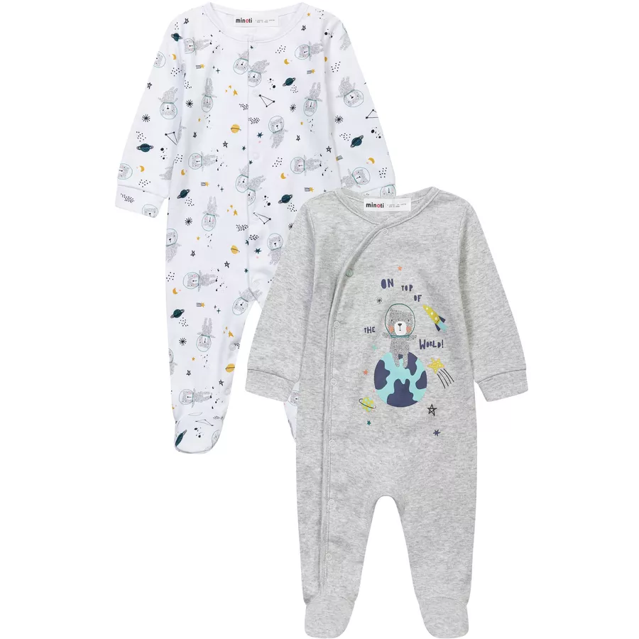 MINOTI 2er-Pack Schlafoverall GrauWeiß