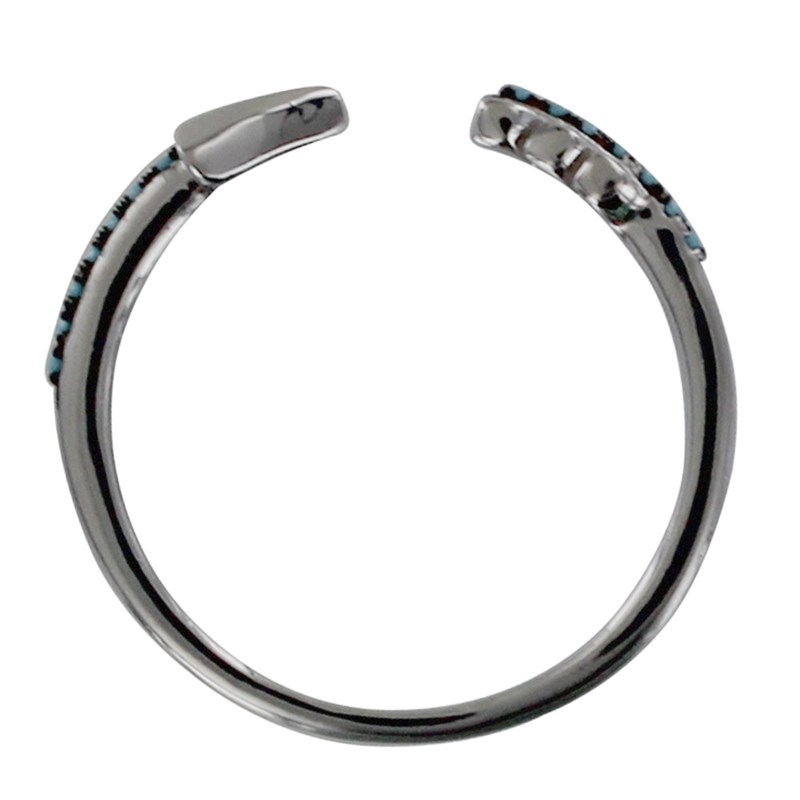 Bague Argent Rhodié Flèche et Points Bleus