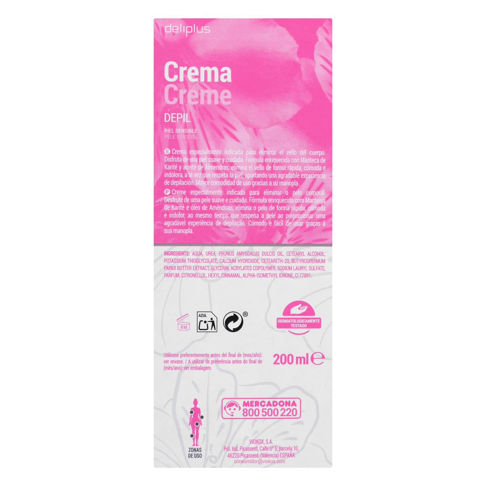 Crème dépilatoire pour femmes Deliplus pour peaux sensibles