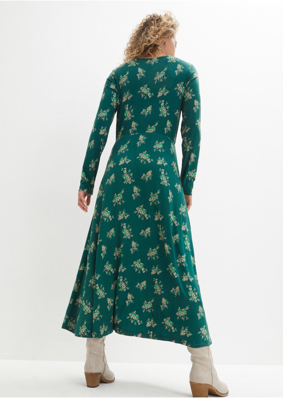Robe longue imprimée en viscose, manches longues