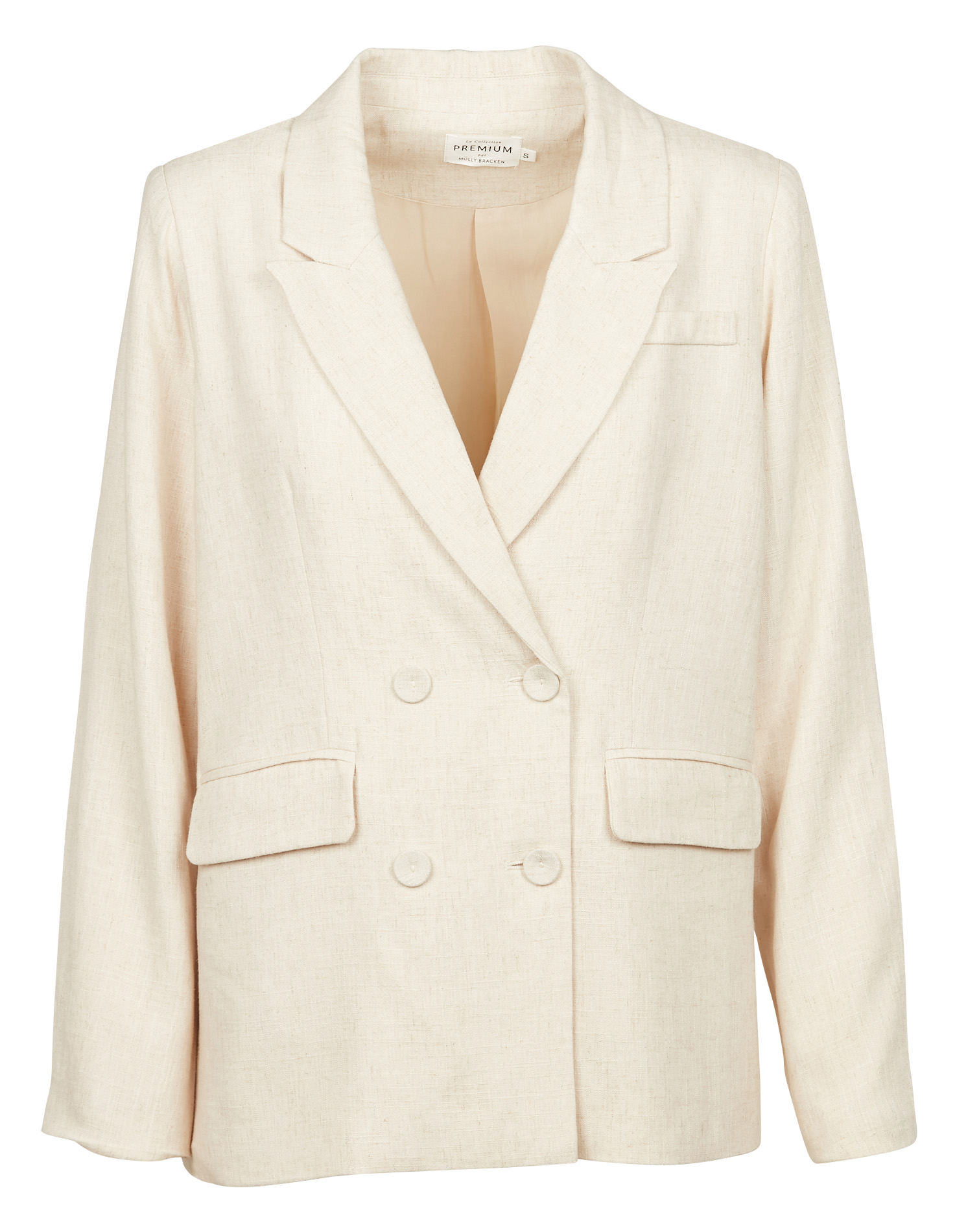 Blazer croisé en lin mélangé| Beige