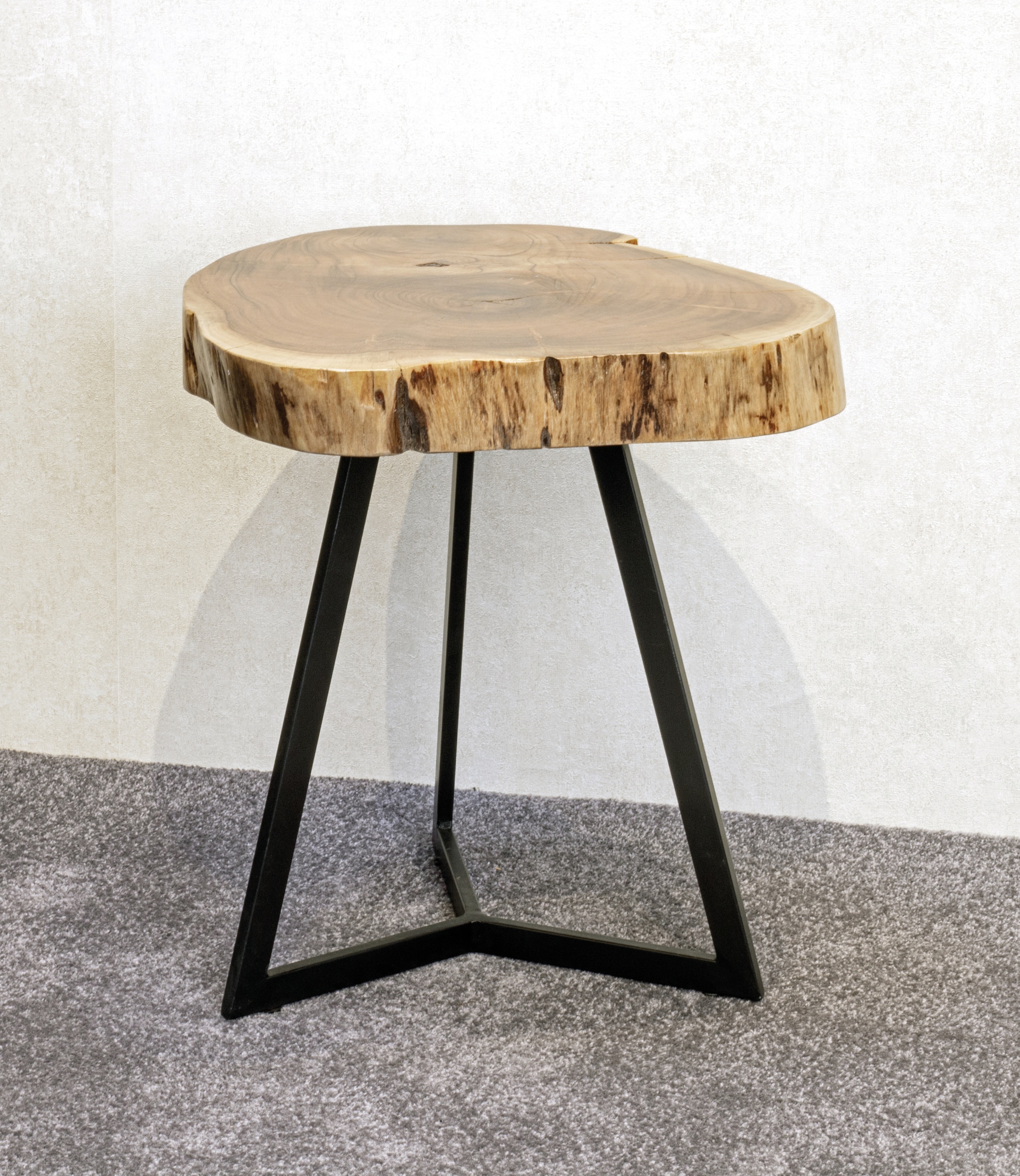 Beistelltisch PATNA Ø 45 cm Massivholz Akazie/schwarz
