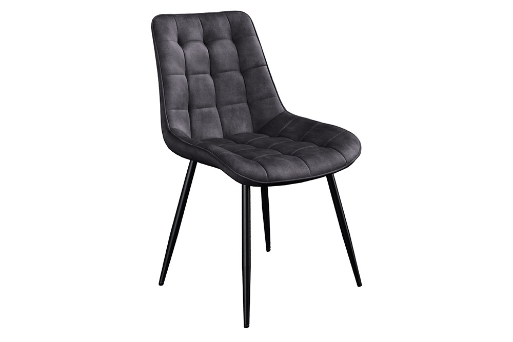 Design Stuhl ROADSTAR grau Samt schwarze Metallbeine